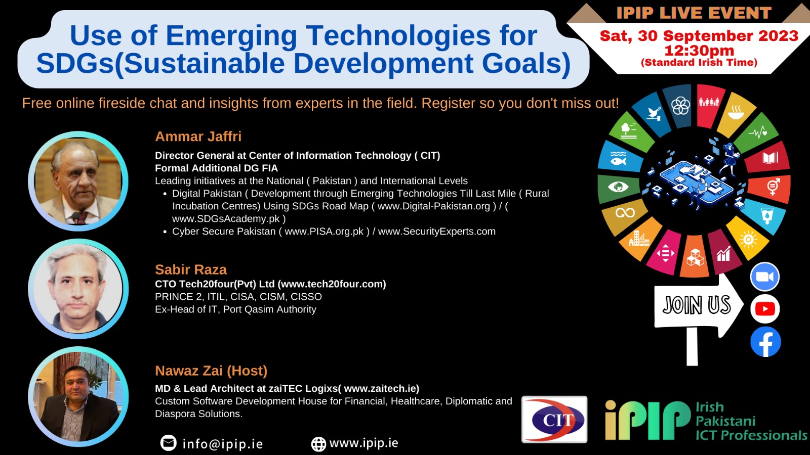 Use of Emerging Technologies for SDGs (Sustainable Development Goals)” by iPIP & CIT Pakistan